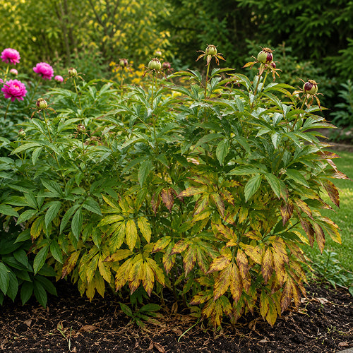 Foliage Color in August: Is It Normal for Peony Leaves to Turn Yellow Early?